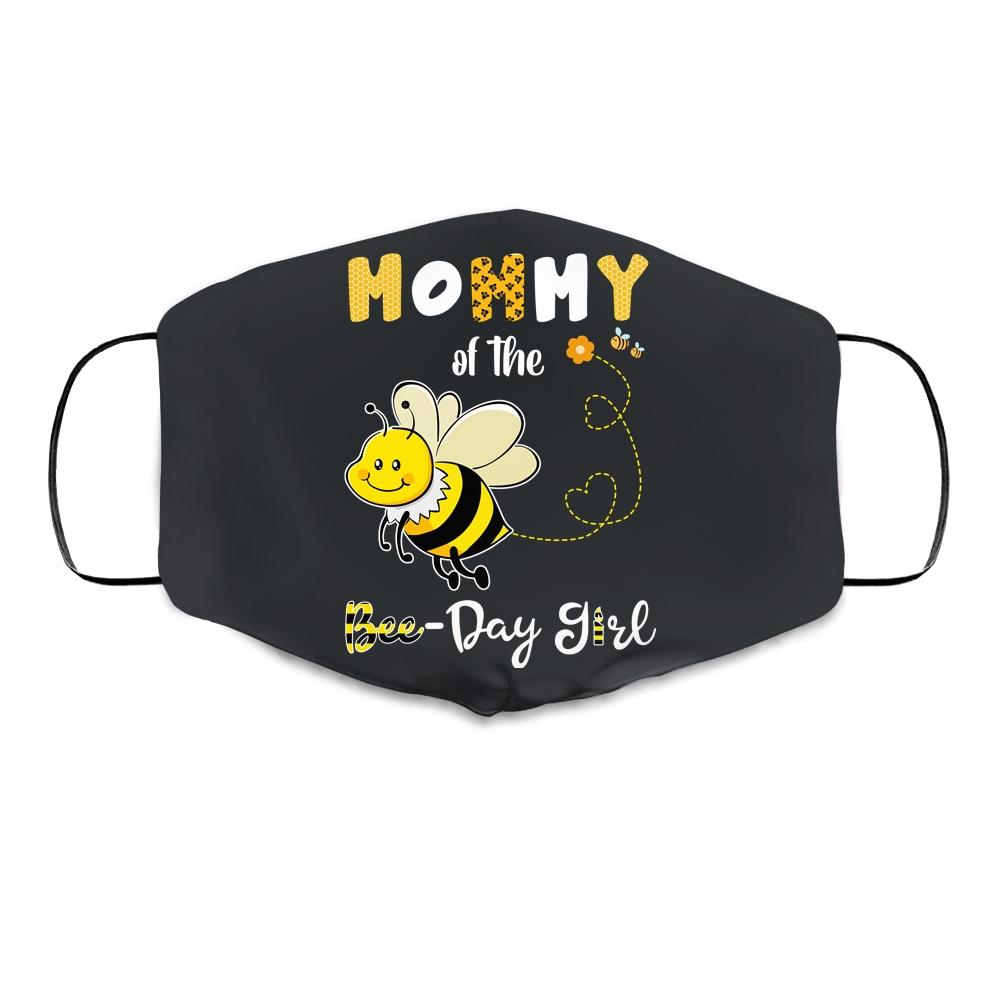 Mommy Of The Bee Birthday Girl Family Matching Cloth Face Mask-Cloth Face Mask-Cloth Face Mask-Black