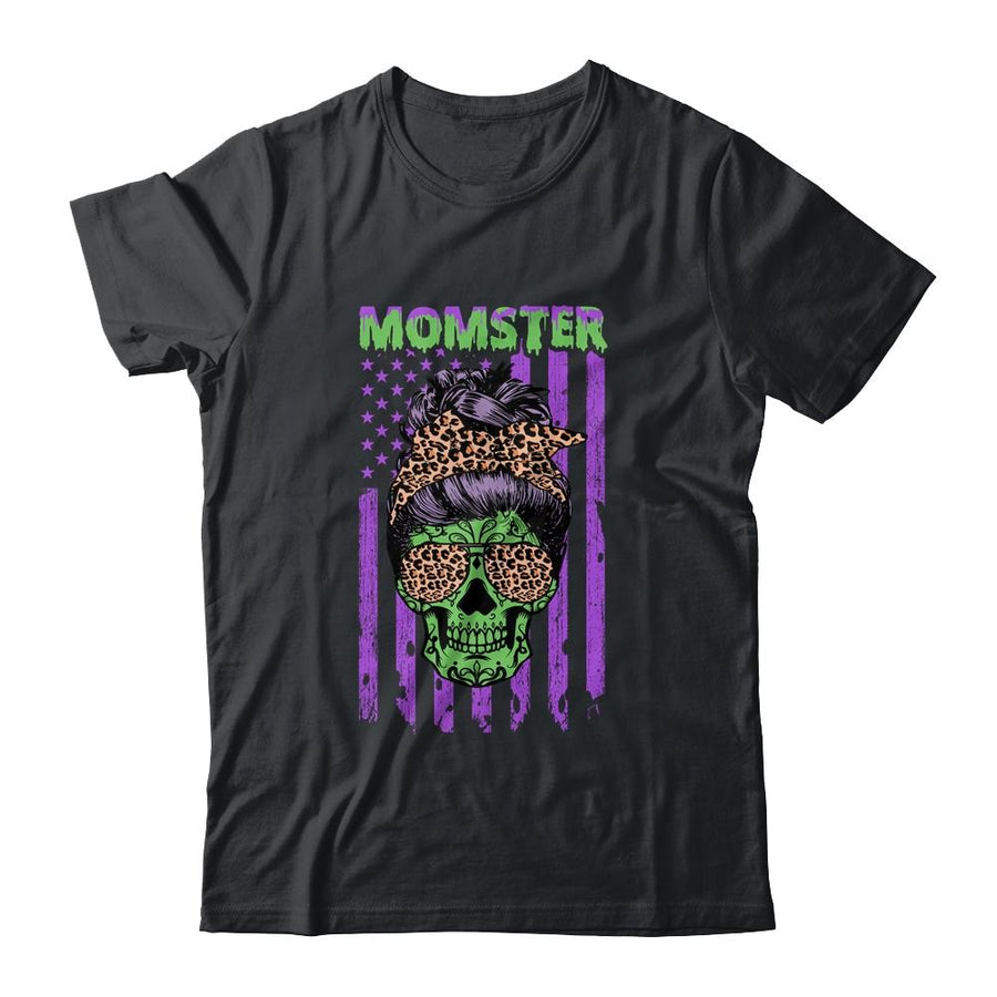 Momster Salty Skull Mom Leopard Halloween Gift Boy Kid Girl-T-Shirt & Hoodie-Classic T-Shirt-Black