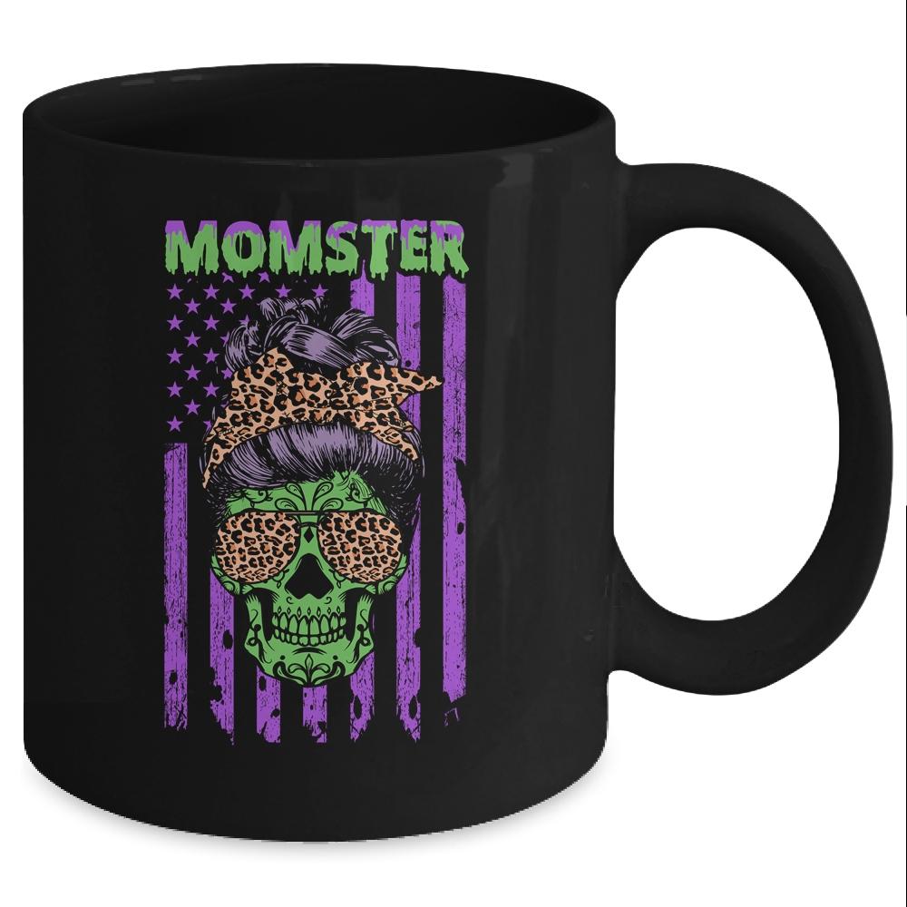 Momster Salty Skull Mom Leopard Halloween Gift Boy Kid Girl Mug-Coffee Mug-Mug-Black
