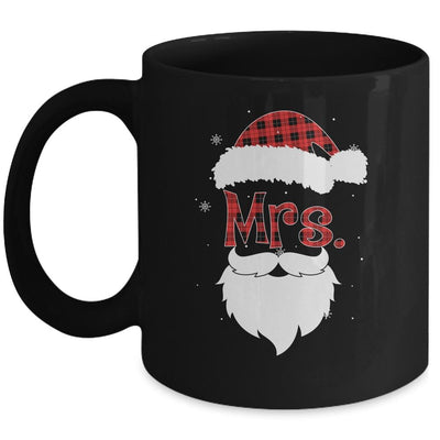 Mr And Mrs Santa Claus Couples Pajamas Christmas Red Plaid Mug-Coffee Mug-Mug-Black