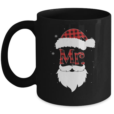 Mr And Mrs Santa Claus Pajamas Couples Christmas Red Plaid Mug-Coffee Mug-Mug-Black