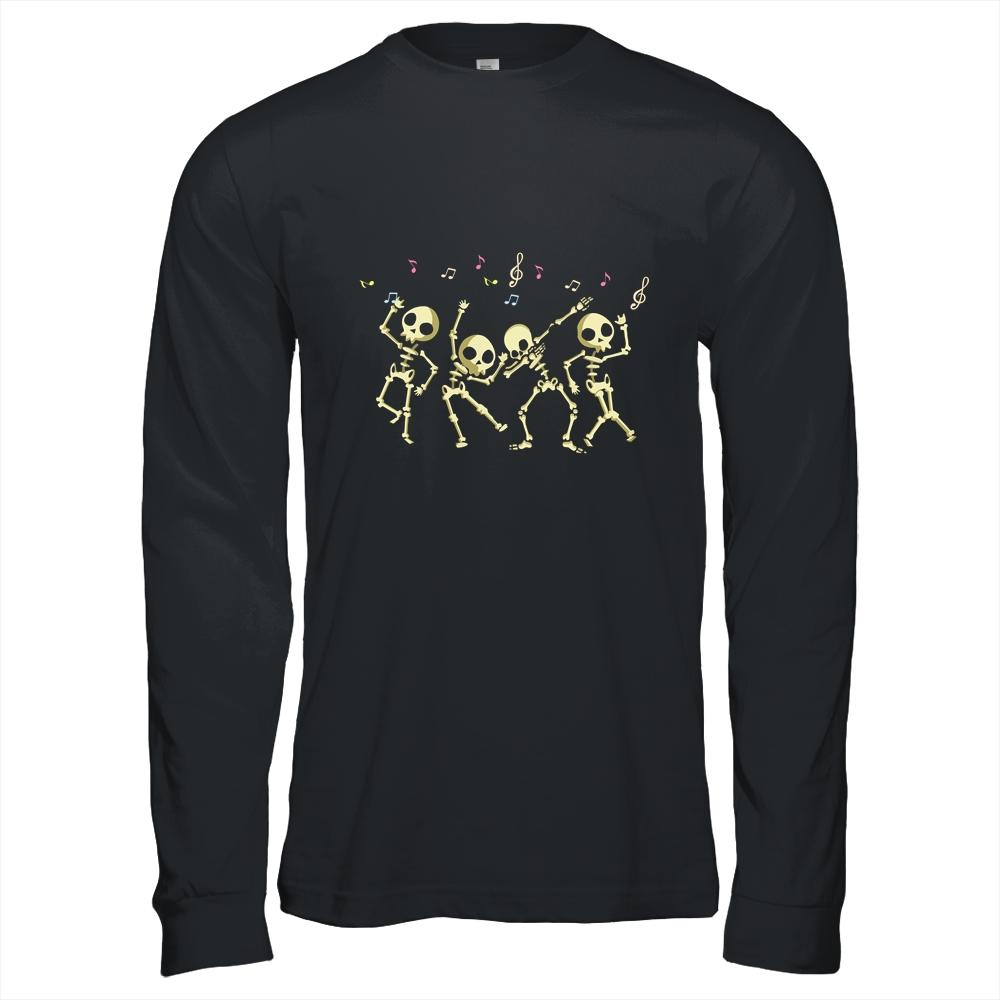 Music Skeleton Dance Dancing Halloween For Men Women-T-Shirt & Hoodie-Long Sleeve T-Shirt-Black
