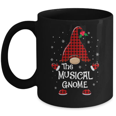 Musical Gnome Buffalo Plaid Matching Christmas Pajama Gift Mug-Coffee Mug-Mug-Black