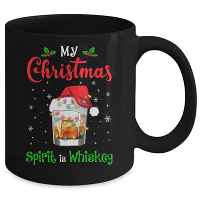 My Christmas Spirit Is Whiskey Funny Drinking Wine Tequila Mug-Coffee Mug-Mug-Black