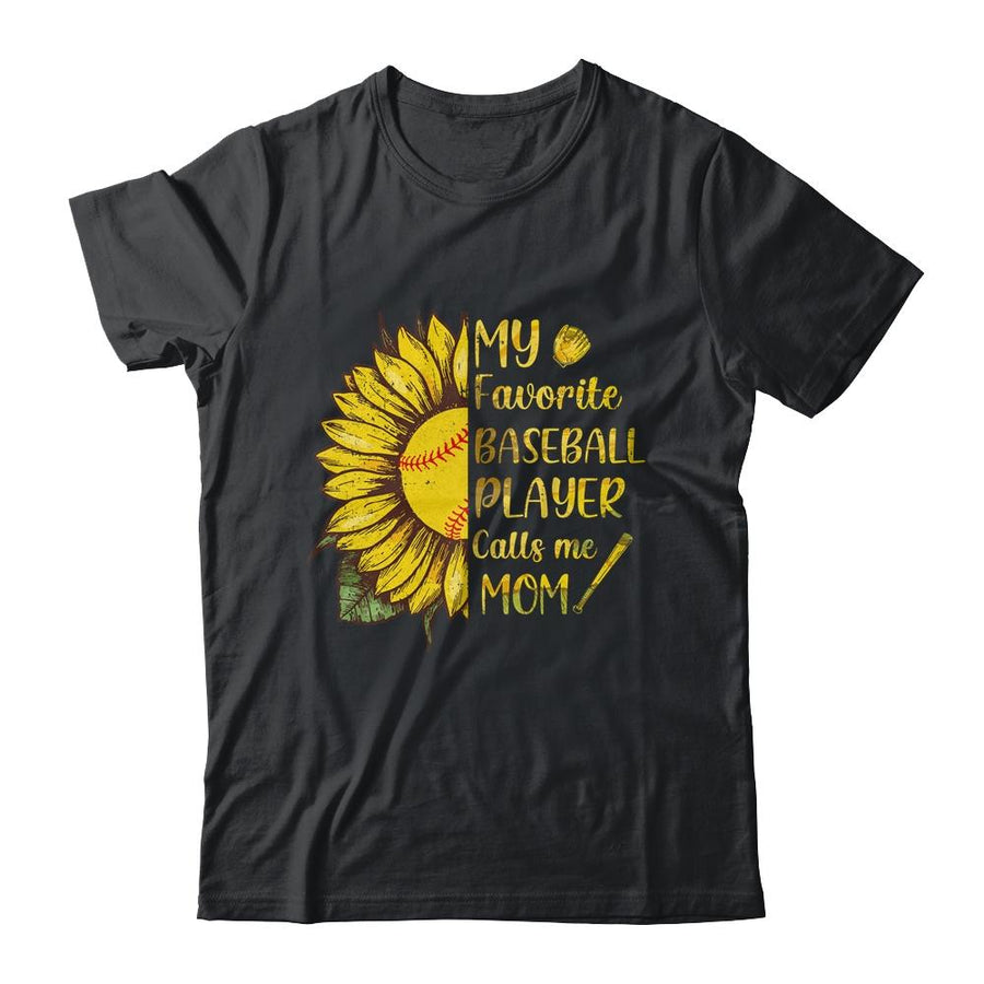 My Favorite Baseball Player Call Me Mom Mothers Day-T-Shirt & Tank Top-Classic T-Shirt-Black