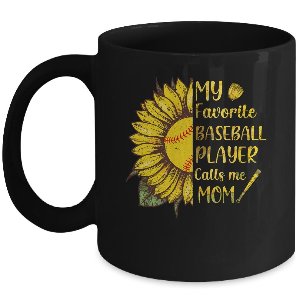 My Favorite Baseball Player Call Me Mom Mothers Day Mug-Coffee Mug-Mug-Black