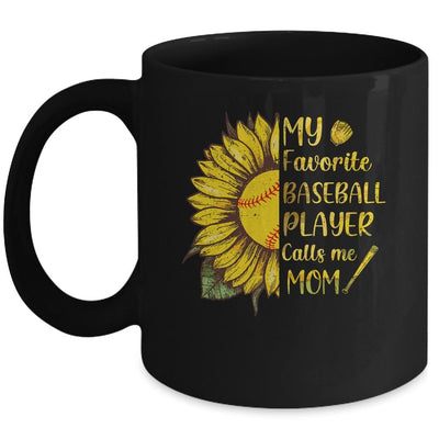 My Favorite Baseball Player Call Me Mom Mothers Day Mug-Coffee Mug-Mug-Black
