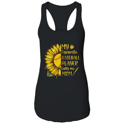 My Favorite Baseball Player Call Me Mom Mothers Day-T-Shirt & Tank Top-Women's Ideal Racerback Tank-Black