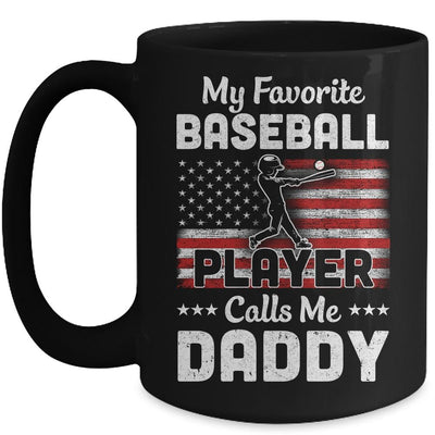 My Favorite Baseball Player Calls Me Daddy American Flag Mug-Coffee Mug-Mug-Black
