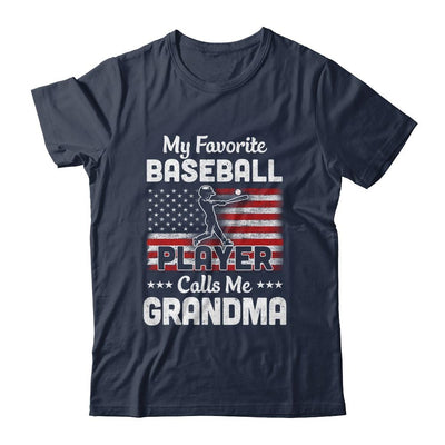 My Favorite Baseball Player Calls Me Grandma American Flag-T-Shirt & Hoodie-Classic T-Shirt-Navy