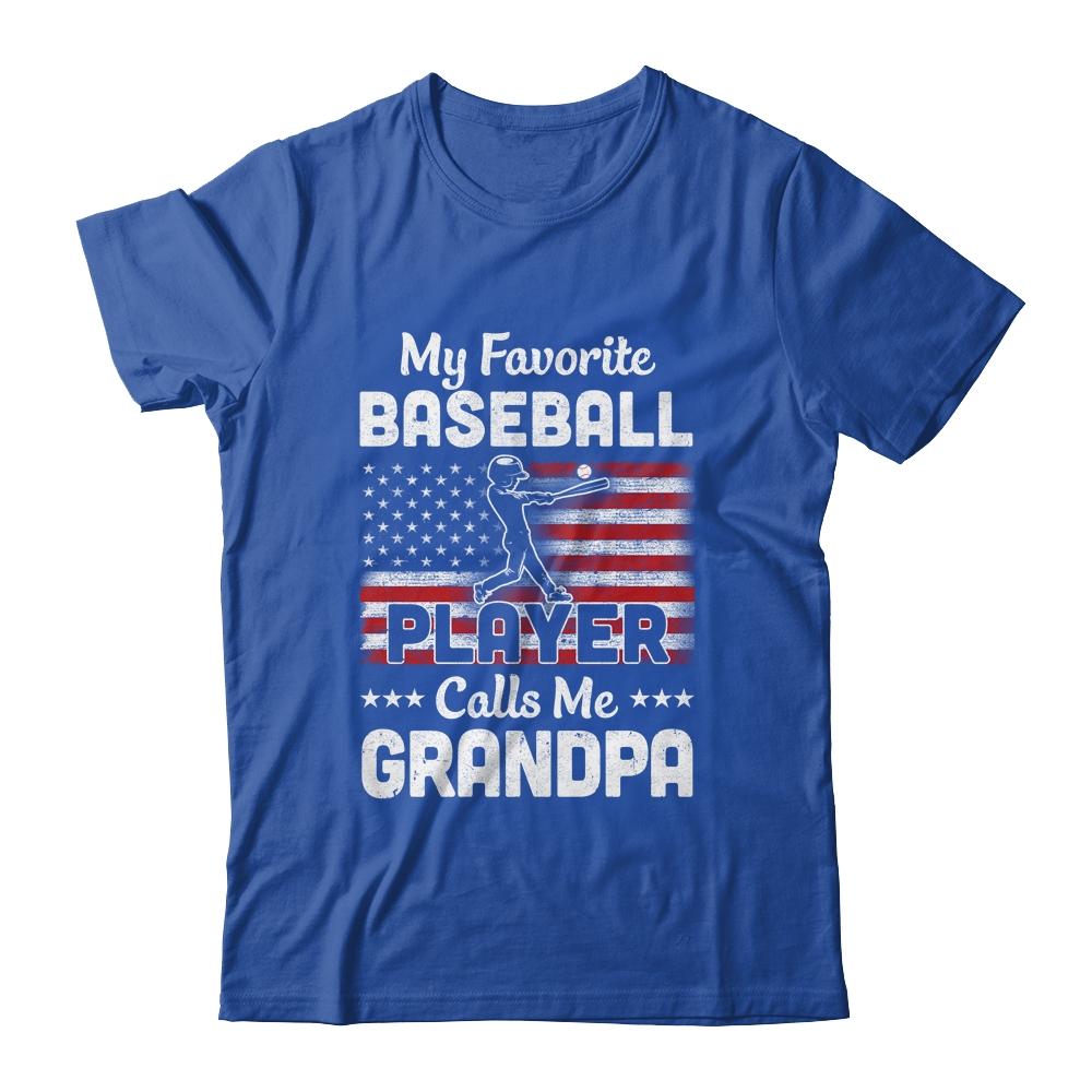 My Favorite Baseball Player Calls Me Grandpa American Flag-T-Shirt & Hoodie-Classic T-Shirt-Royal