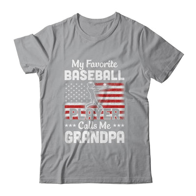 My Favorite Baseball Player Calls Me Grandpa American Flag-T-Shirt & Hoodie-Classic T-Shirt-Sport Grey