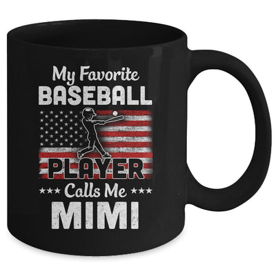 My Favorite Baseball Player Calls Me Mimi American Flag Mug-Coffee Mug-