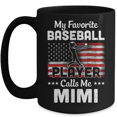 My Favorite Baseball Player Calls Me Mimi American Flag Mug-Coffee Mug-Mug-Black