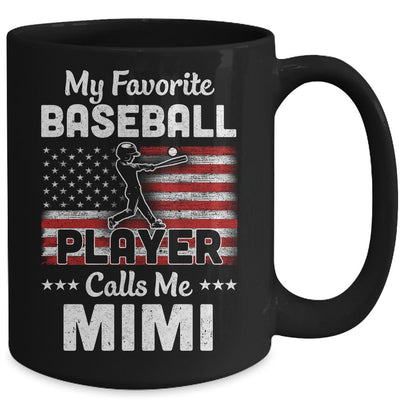 My Favorite Baseball Player Calls Me Mimi American Flag Mug-Coffee Mug-