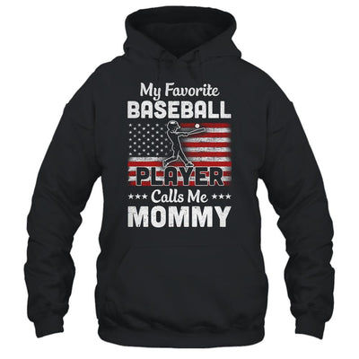 My Favorite Baseball Player Calls Me Mommy American Flag-T-Shirt & Hoodie-Pullover Hoodie-Black