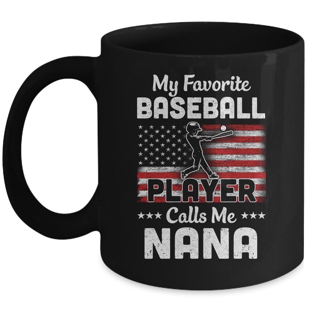 My Favorite Baseball Player Calls Me Nana American Flag Mug-Coffee Mug-Mug-Black