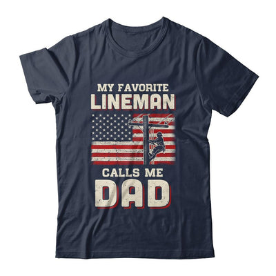 My Favorite Lineman Calls Me Dad USA Flag Fathers Day-T-Shirt & Hoodie-Classic T-Shirt-Navy