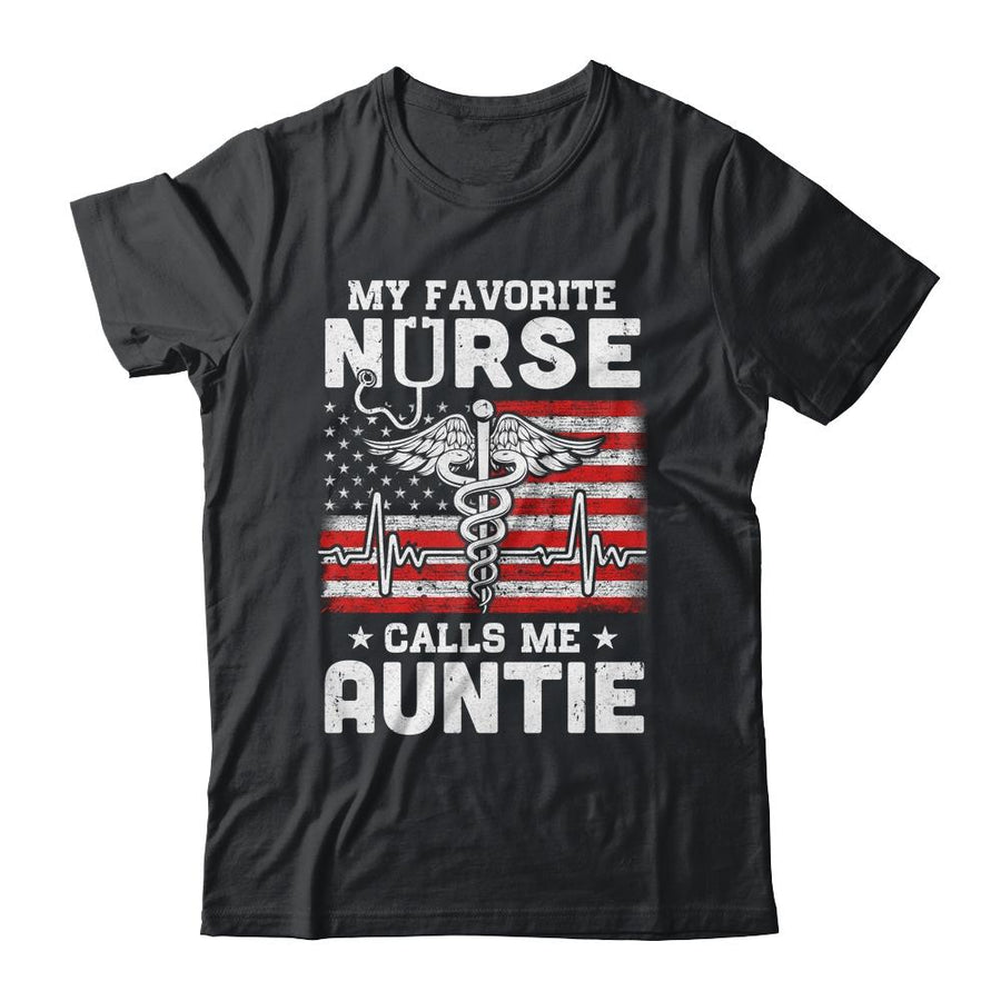 My Favorite Nurse Calls Me Auntie USA Flag-T-Shirt & Hoodie-Classic T-Shirt-Black