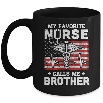My Favorite Nurse Calls Me Brother USA Flag Mug-Coffee Mug-Mug-Black