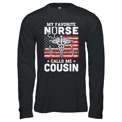 My Favorite Nurse Calls Me Cousin USA Flag-T-Shirt & Hoodie-Long Sleeve T-Shirt-Black