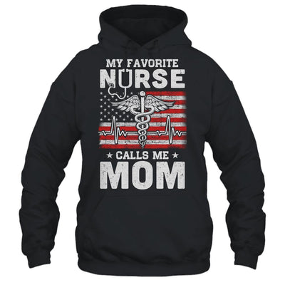 My Favorite Nurse Calls Me Mom Usa Flag Mother's Day-T-Shirt & Hoodie-Pullover Hoodie-Black