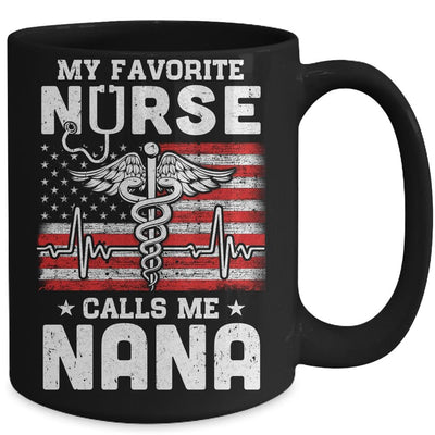 My Favorite Nurse Calls Me Nana USA Flag Mother's Day Mug-Coffee Mug-