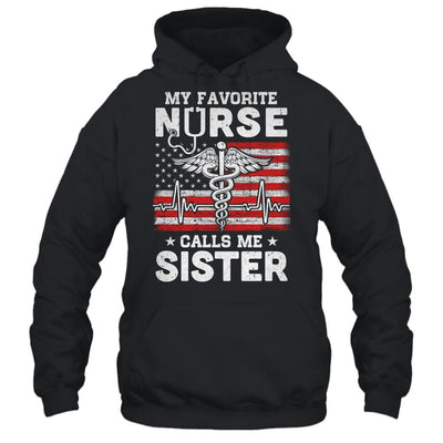 My Favorite Nurse Calls Me Sister USA Flag-T-Shirt & Hoodie-Pullover Hoodie-Black