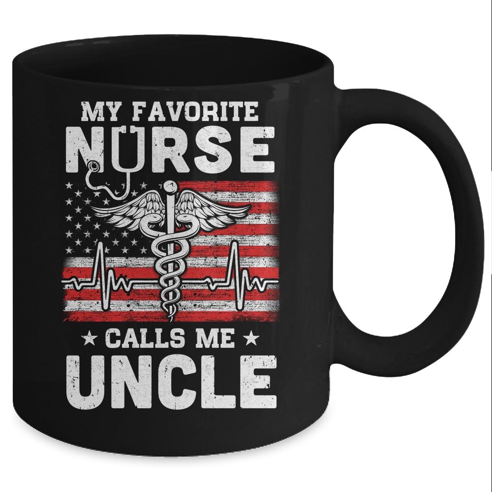 My Favorite Nurse Calls Me Uncle Gifts Usa Flag Mug-Coffee Mug-Mug-Black