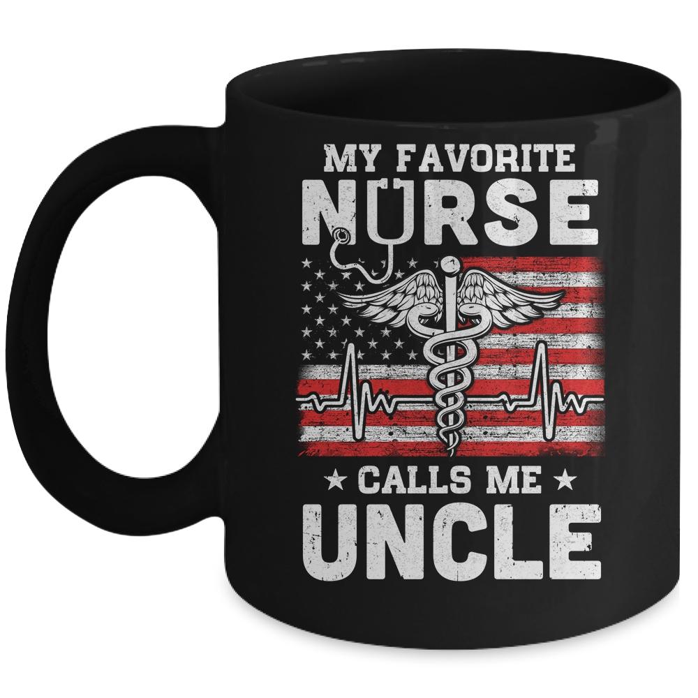 My Favorite Nurse Calls Me Uncle Gifts Usa Flag Mug