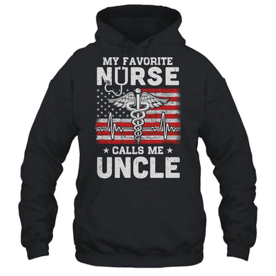 My Favorite Nurse Calls Me Uncle Gifts Usa Flag-T-Shirt & Hoodie-Pullover Hoodie-Black