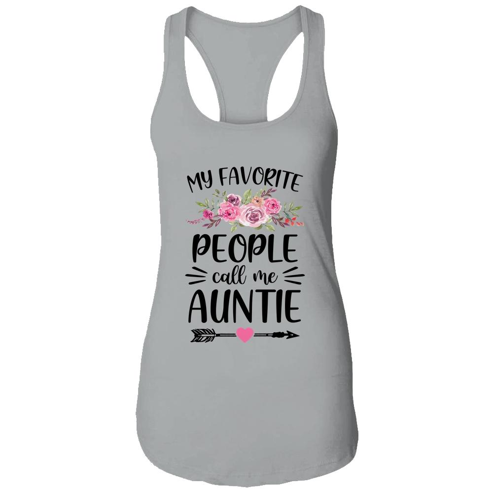 My Favorite People Call Me Auntie Mother's Day Floral-T-Shirt & Tank Top-Women's Ideal Racerback Tank-Heather Grey