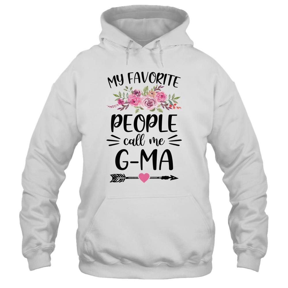 My Favorite People Call Me G-Ma Mother's Day Floral-T-Shirt & Tank Top-Pullover Hoodie-White