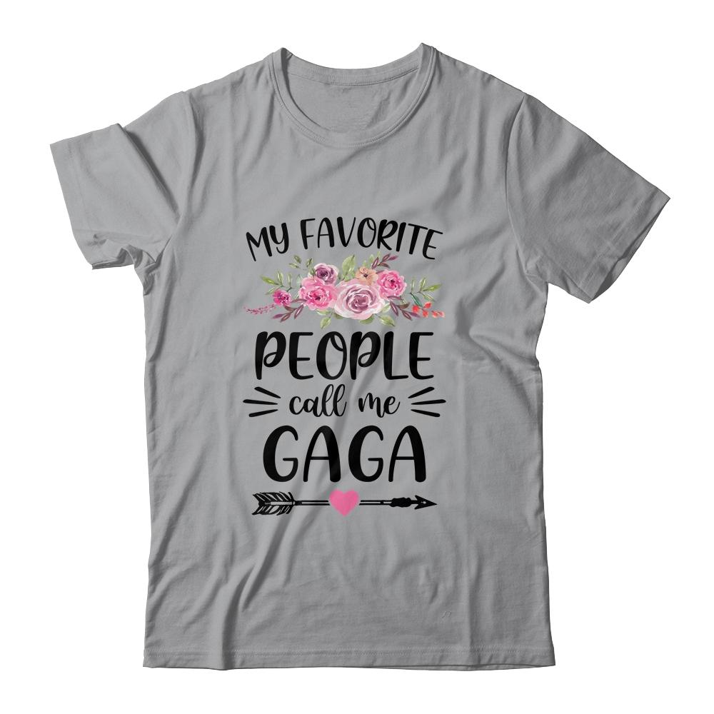 My Favorite People Call Me Gaga Mother's Day Floral-T-Shirt & Tank Top-Classic T-Shirt-Sport Grey