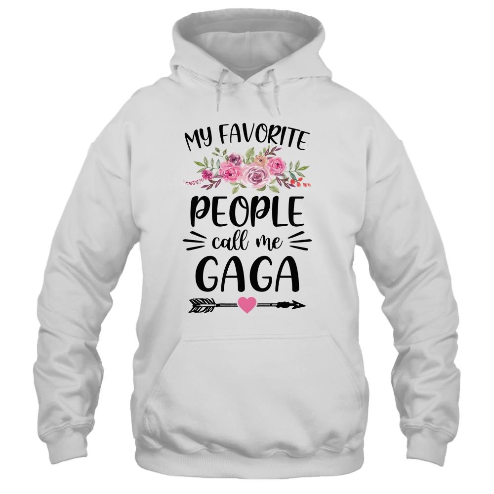 My Favorite People Call Me Gaga Mother's Day Floral-T-Shirt & Tank Top-Pullover Hoodie-White
