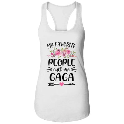 My Favorite People Call Me Gaga Mother's Day Floral-T-Shirt & Tank Top-Women's Ideal Racerback Tank-White