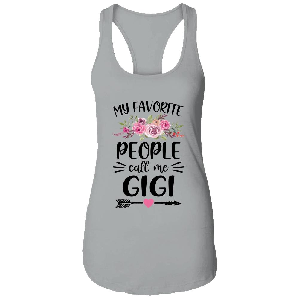 My Favorite People Call Me Gigi Mother's Day Floral-T-Shirt & Tank Top-Women's Ideal Racerback Tank-Heather Grey