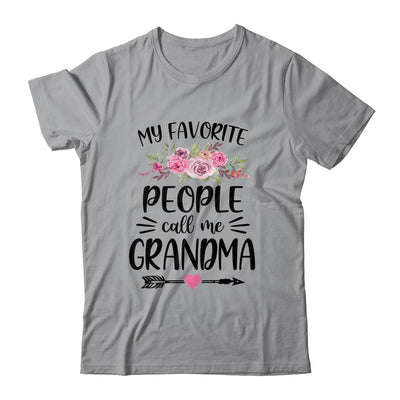 My Favorite People Call Me Grandma Mother's Day Floral-T-Shirt & Tank Top-Classic T-Shirt-Sport Grey