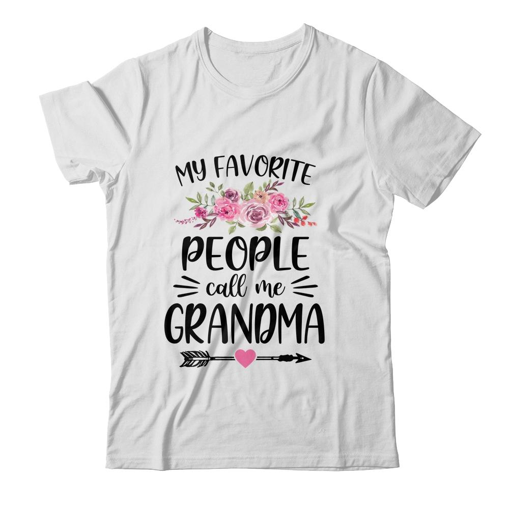 My Favorite People Call Me Grandma Mother's Day Floral-T-Shirt & Tank Top-Classic T-Shirt-White