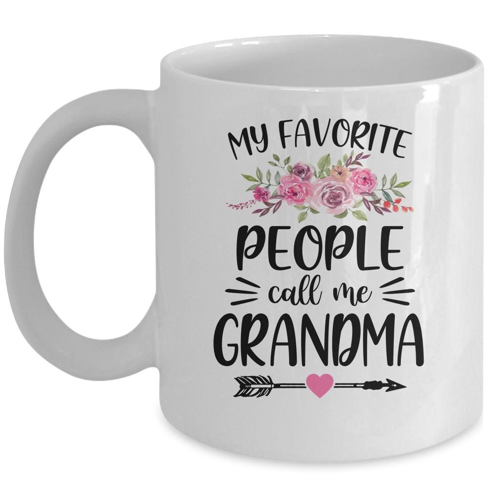 My Favorite People Call Me Grandma Mother's Day Floral Mug-Coffee Mug-Mug-White