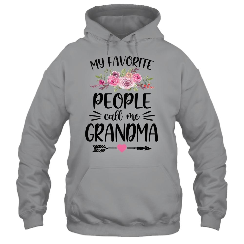 My Favorite People Call Me Grandma Mother's Day Floral-T-Shirt & Tank Top-Pullover Hoodie-Sport Grey