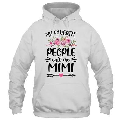 My Favorite People Call Me Mimi Mother's Day Floral-T-Shirt & Tank Top-Pullover Hoodie-White
