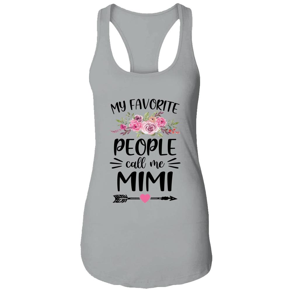 My Favorite People Call Me Mimi Mother's Day Floral-T-Shirt & Tank Top-Women's Ideal Racerback Tank-Heather Grey