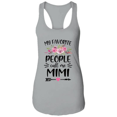 My Favorite People Call Me Mimi Mother's Day Floral-T-Shirt & Tank Top-Women's Ideal Racerback Tank-Heather Grey