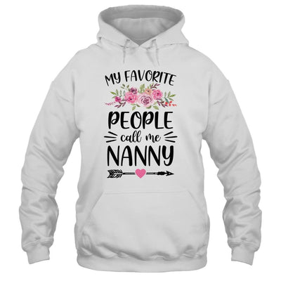 My Favorite People Call Me Nanny Mother's Day Floral-T-Shirt & Tank Top-Pullover Hoodie-White
