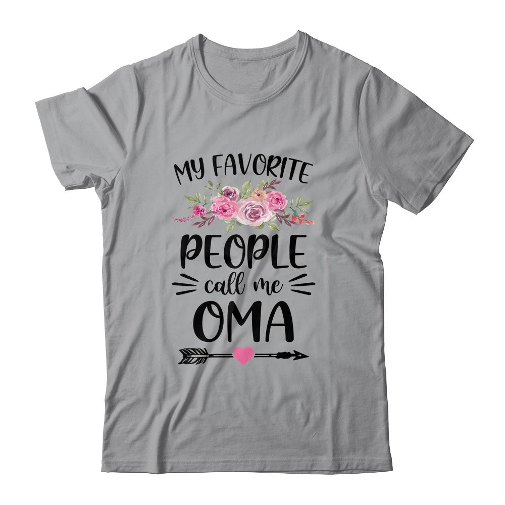 My Favorite People Call Me Oma Mother's Day Floral-T-Shirt & Tank Top-Classic T-Shirt-Sport Grey