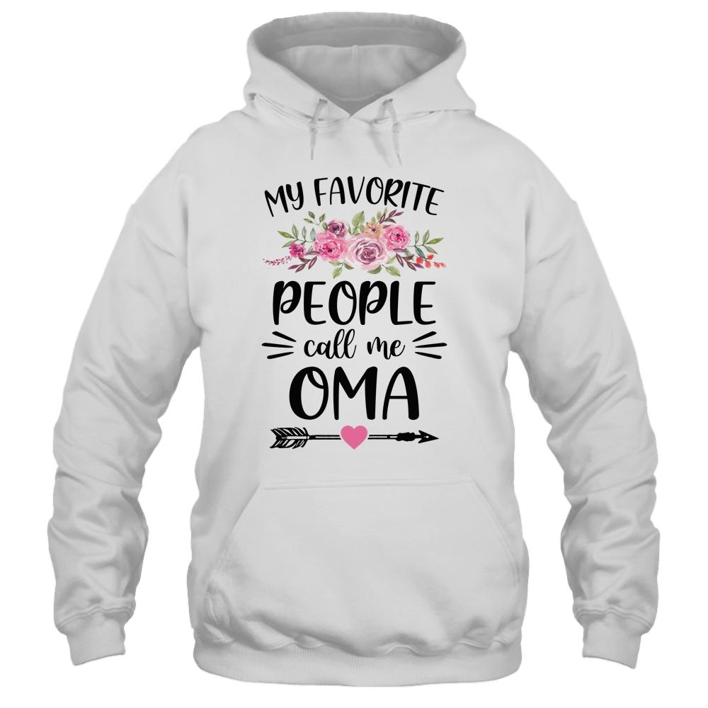 My Favorite People Call Me Oma Mother's Day Floral-T-Shirt & Tank Top-Pullover Hoodie-White