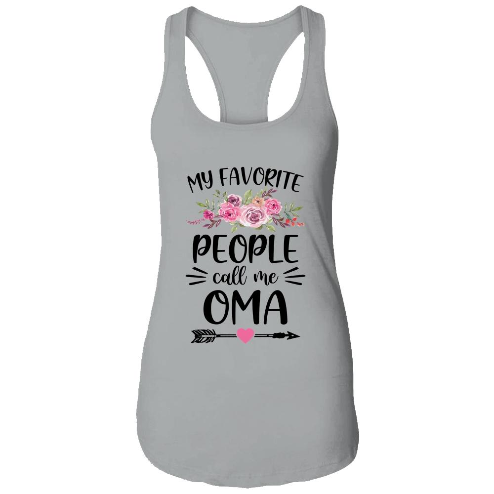My Favorite People Call Me Oma Mother's Day Floral-T-Shirt & Tank Top-Women's Ideal Racerback Tank-Heather Grey