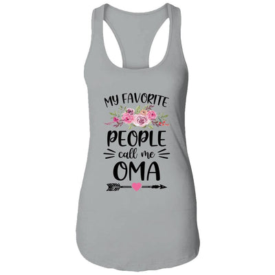 My Favorite People Call Me Oma Mother's Day Floral-T-Shirt & Tank Top-Women's Ideal Racerback Tank-Heather Grey