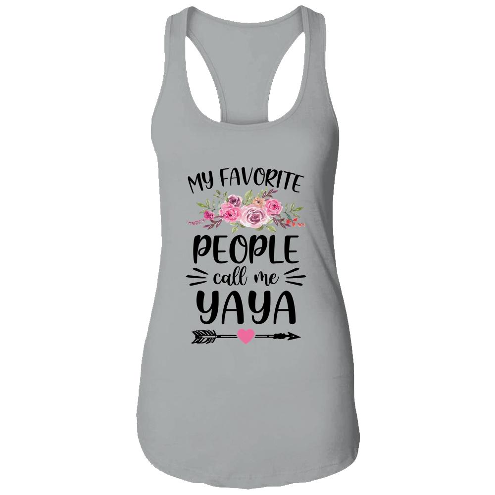 My Favorite People Call Me Yaya Mother's Day Floral-T-Shirt & Tank Top-Women's Ideal Racerback Tank-Heather Grey